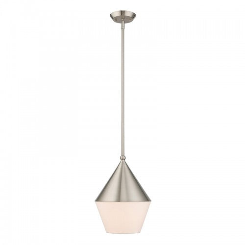 1 Light Brushed Nickel Single Pendant Livex