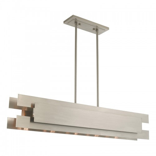 5 Light Brushed Nickel Linear Chandelier Livex