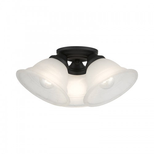 3 Light Black Flush Mount Livex