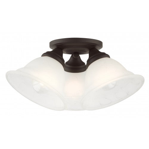 3 Light Bronze Flush Mount Livex