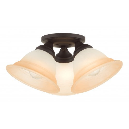 3 Light Bronze Flush Mount Livex