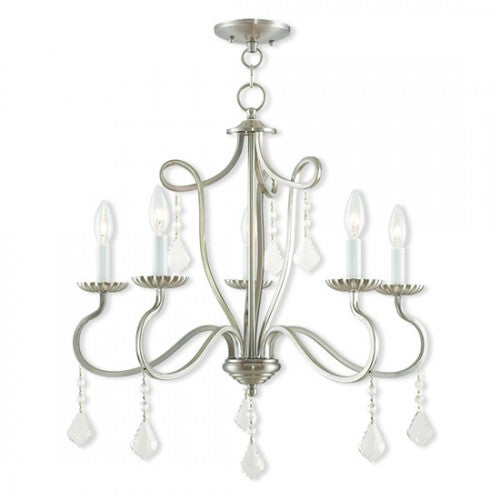 5 Light Brushed Nickel Chandelier Livex