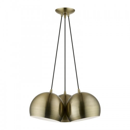 3 Light Antique Brass Multi Pendant Livex