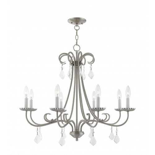 8 Light Brushed Nickel Chandelier Livex