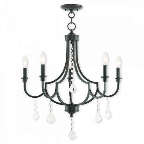 5 Light English Bronze Chandelier Livex