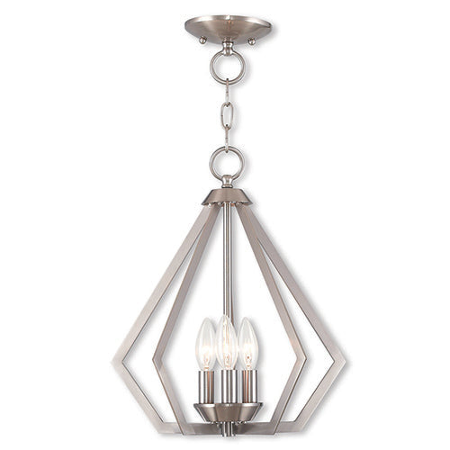 3 Light Brushed Nickel Chandelier/Ceiling Mount Livex