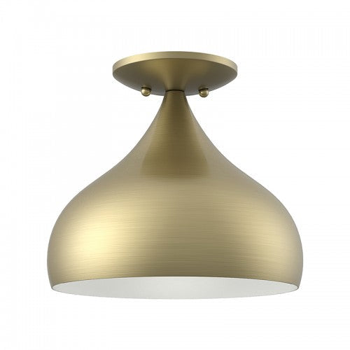 1 Light Antique Brass Semi-Flush Mount Livex