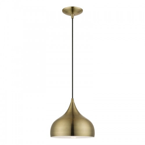 1 Light Antique Brass Pendant Livex