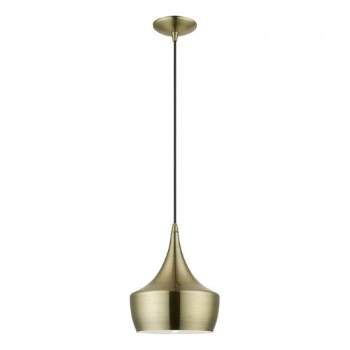 1 Light Antique Brass Pendant Livex