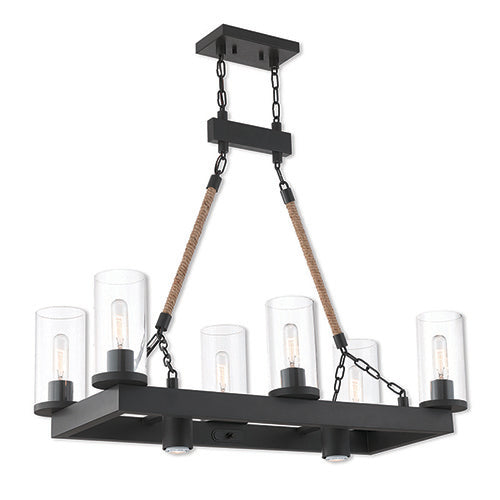 8 Light Bronze Linear Chandelier Livex