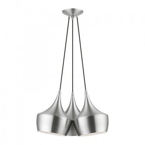 3 Light Brushed Aluminum Cluster Pendant Livex