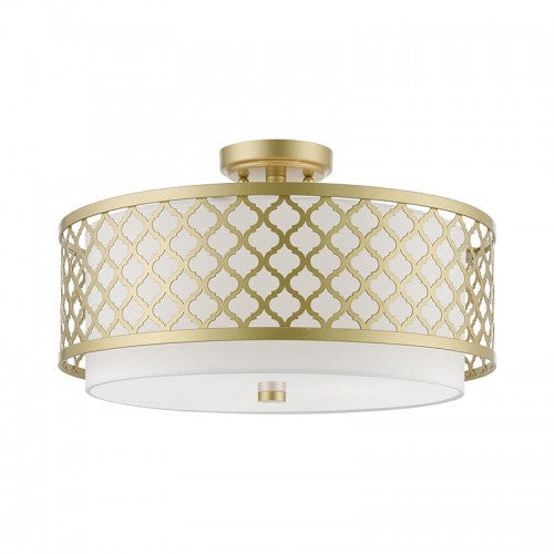 3 Light Soft Gold Large Semi-Flush Livex