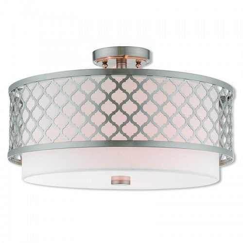 3 Light Brushed Nickel Ceiling Mount Livex