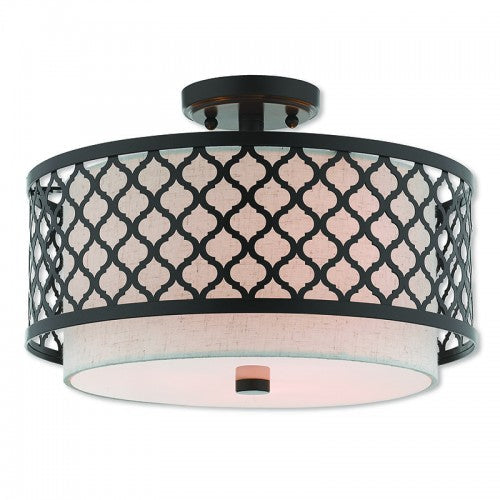 3 Light English Bronze Ceiling Mount Livex