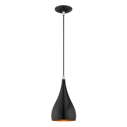 1 Light Shiny Black Single Pendant Livex