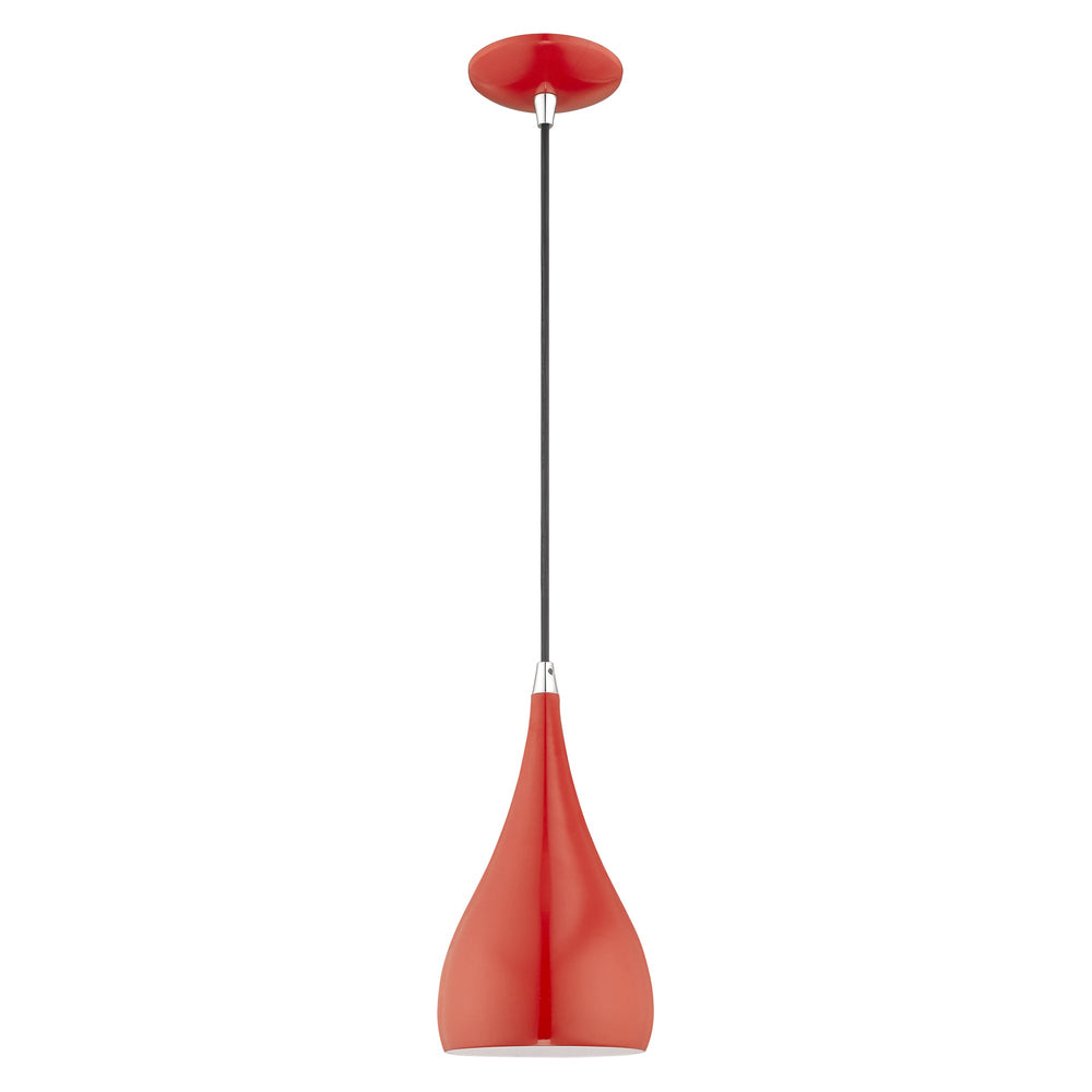 1 Light Shiny Red Single Pendant Livex