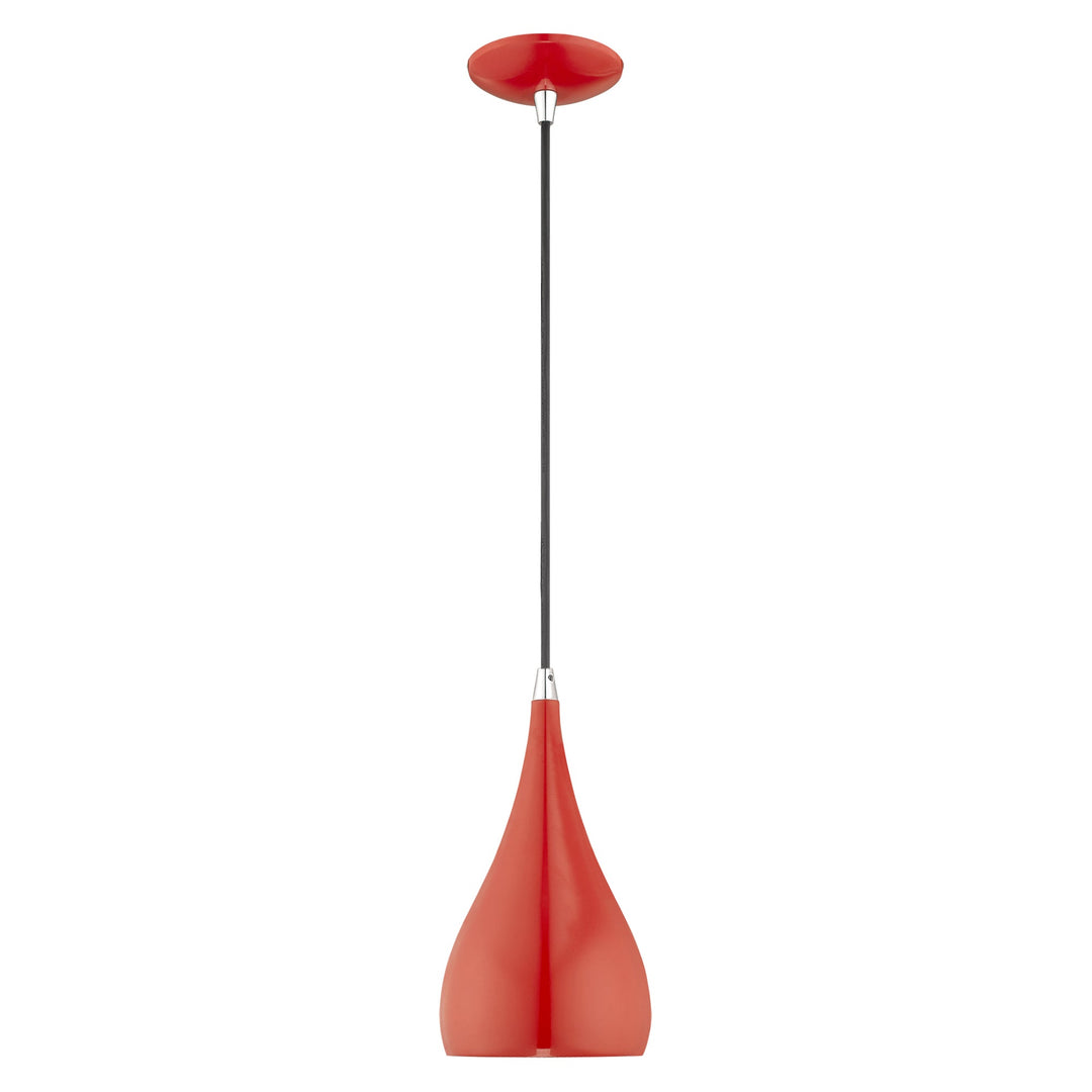 1 Light Shiny Red Single Pendant Livex