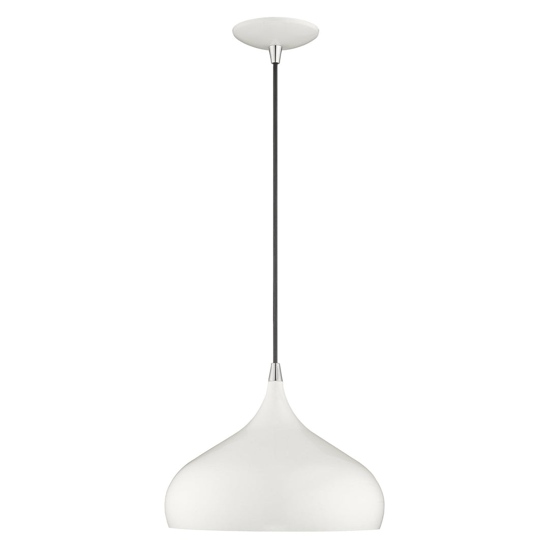 1 Light Shiny White Single Pendant Livex