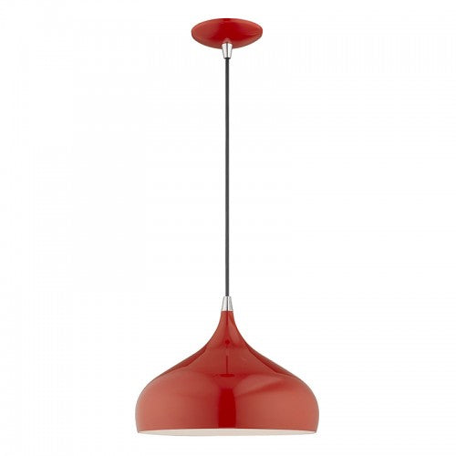 1 Light Shiny Red Single Pendant Livex