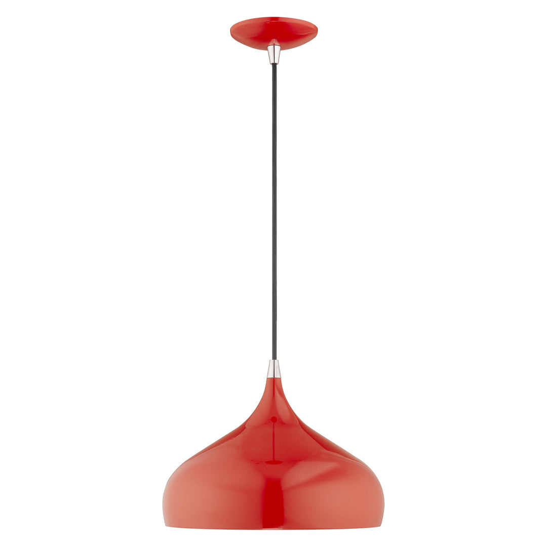 1 Light Shiny Red Single Pendant Livex