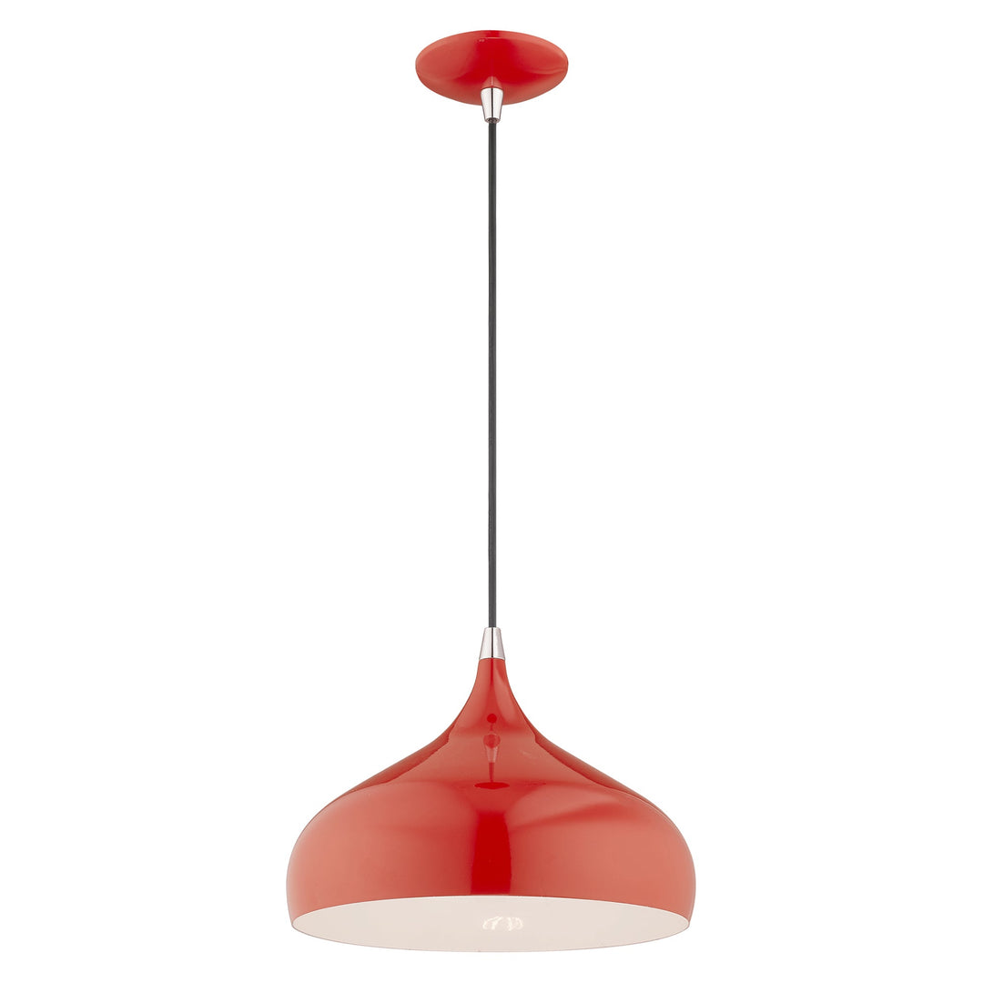 1 Light Shiny Red Single Pendant Livex