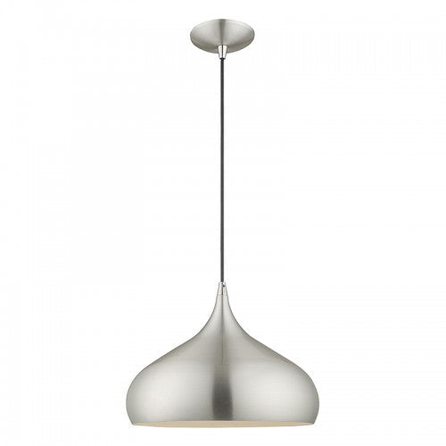 1 Light Brushed Aluminum Single Pendant Livex