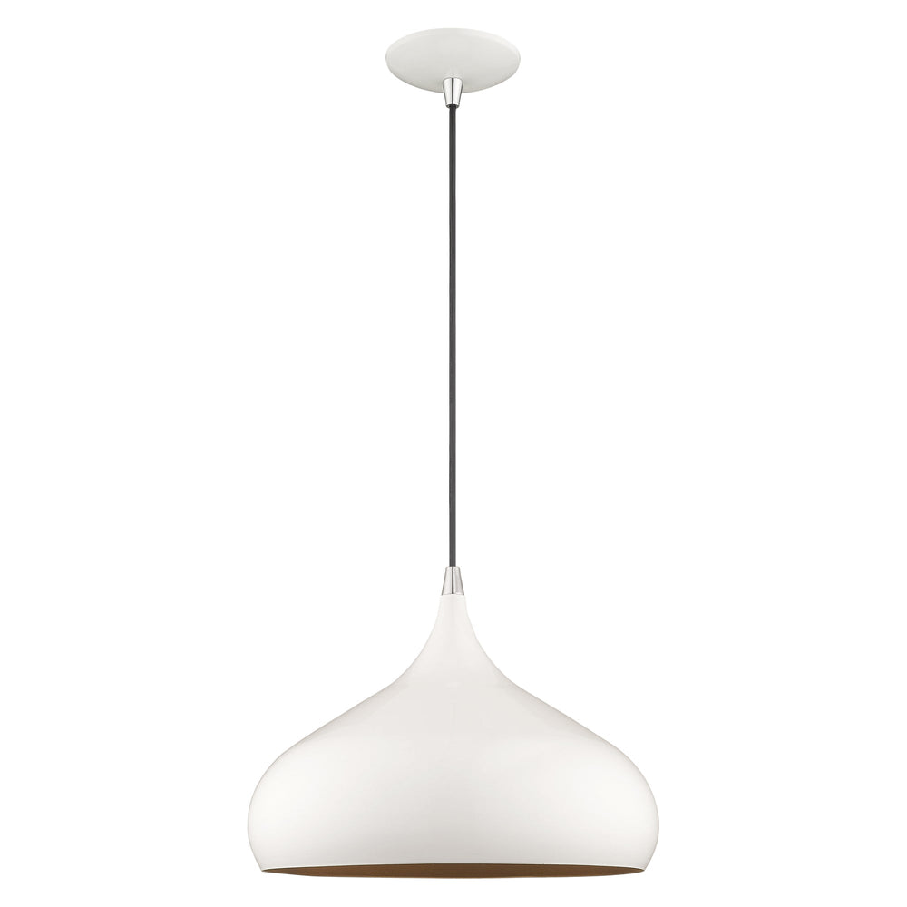 1 Light Shiny White Single Pendant Livex