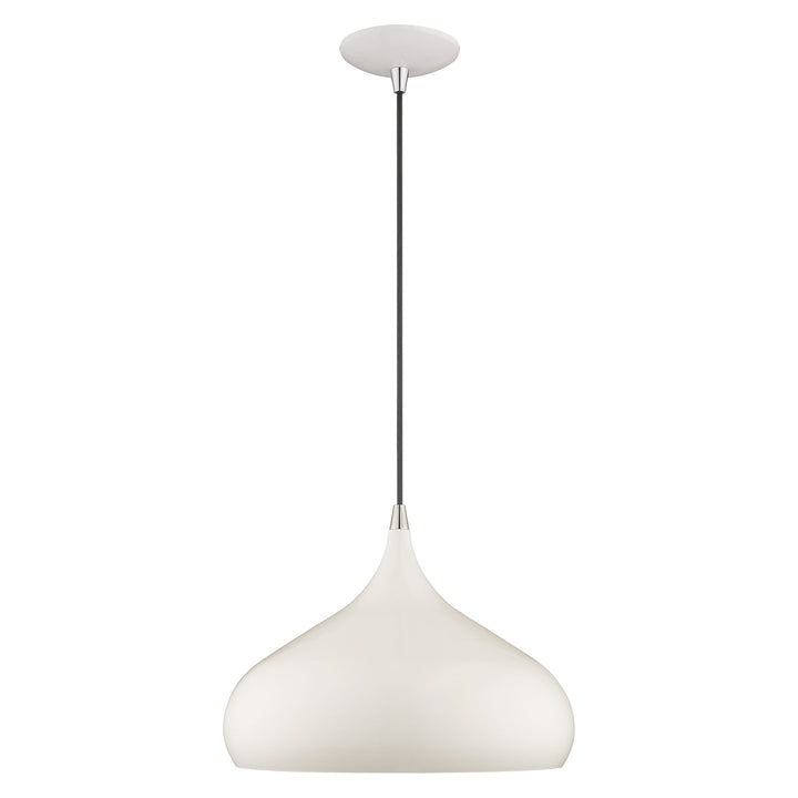 1 Light Shiny White Single Pendant Livex