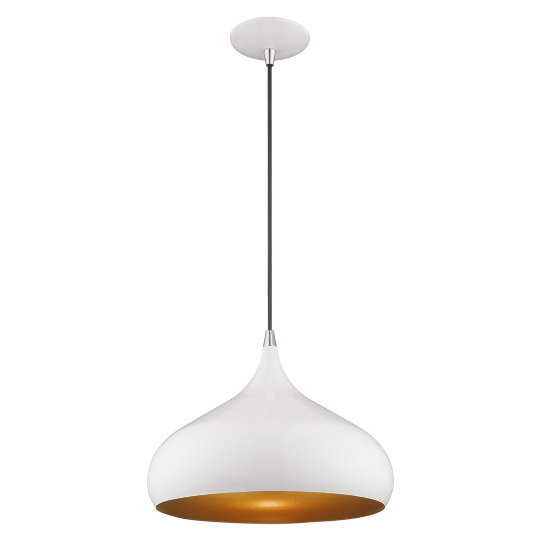 1 Light Shiny White Single Pendant Livex