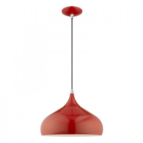 1 Light Shiny Red Single Pendant Livex