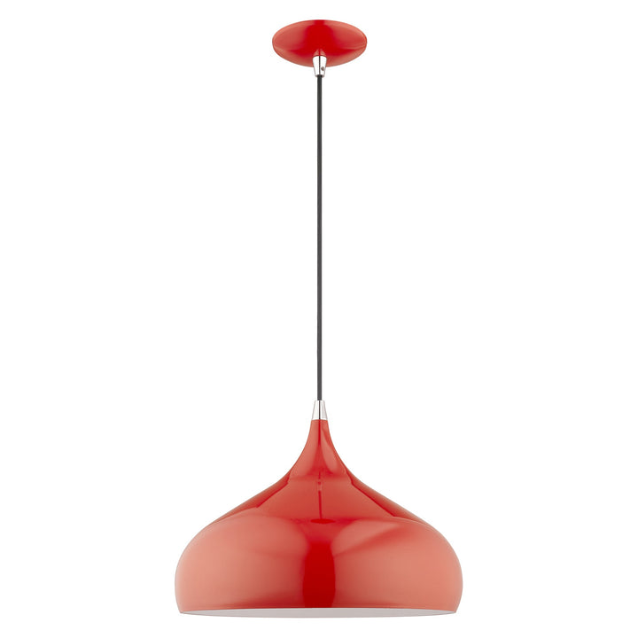 1 Light Shiny Red Single Pendant Livex