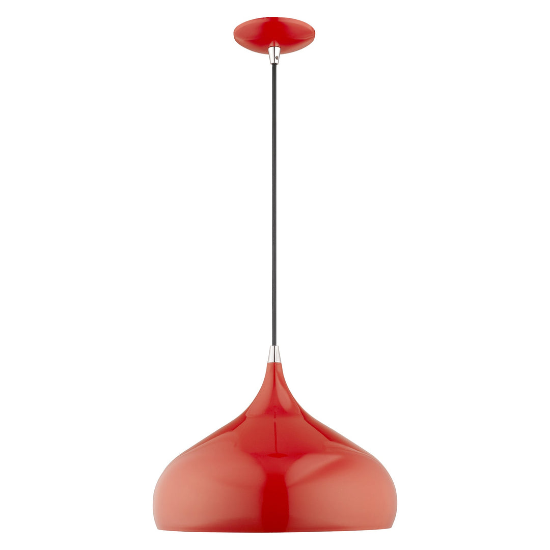 1 Light Shiny Red Single Pendant Livex