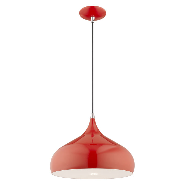 1 Light Shiny Red Single Pendant Livex