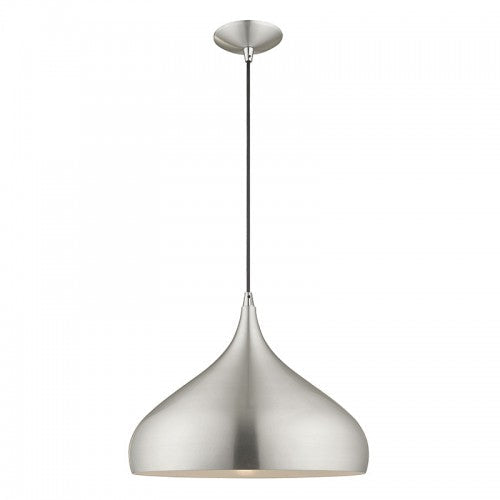 1 Light Brushed Aluminum Single Pendant Livex