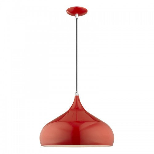 1 Light Shiny Red Single Pendant Livex