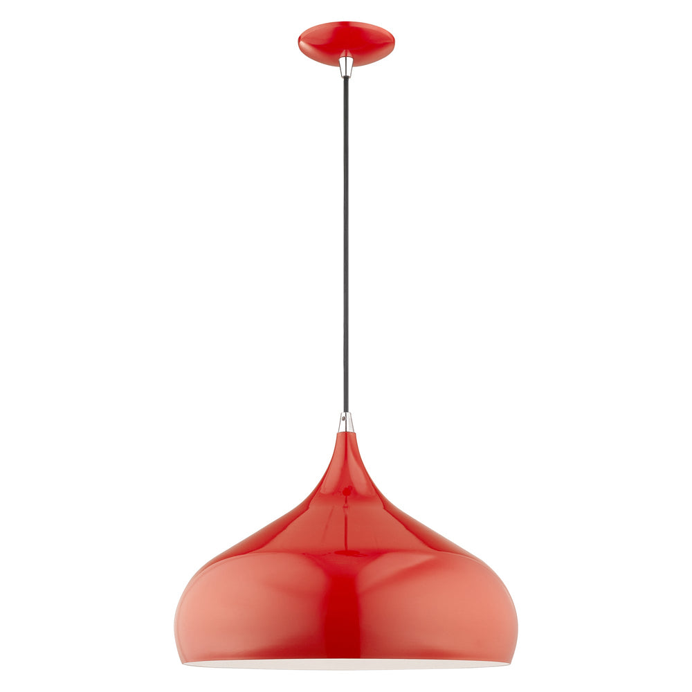 1 Light Shiny Red Single Pendant Livex