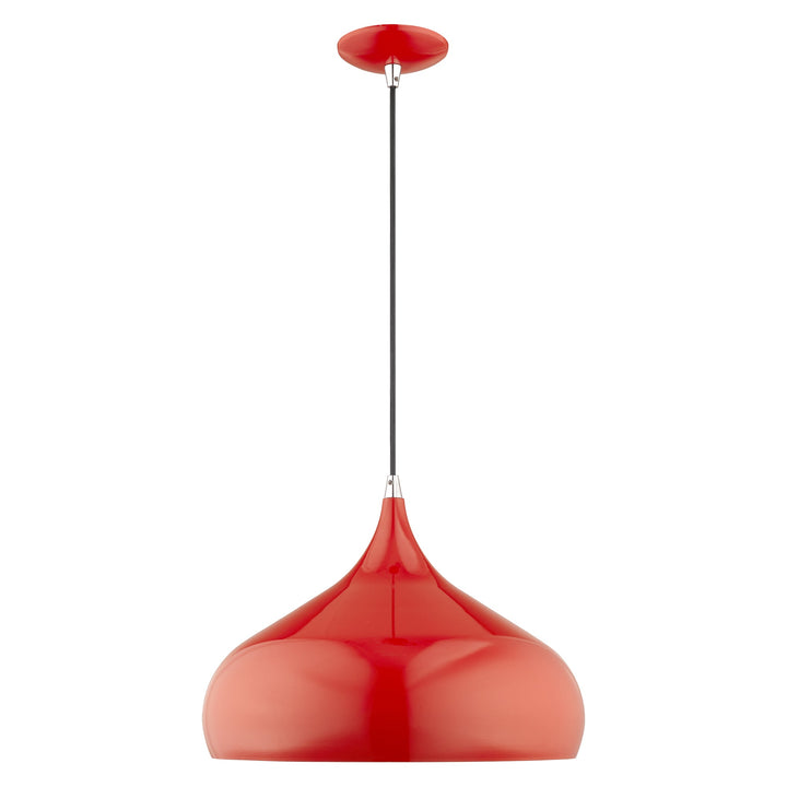 1 Light Shiny Red Single Pendant Livex