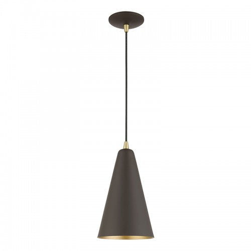 1 Light Bronze with Antique Brass Accents Mini Pendant Livex