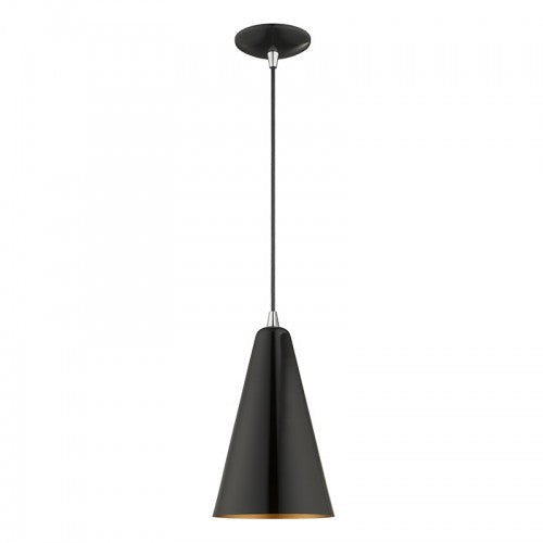 1 Light Shiny Black Single Pendant Livex