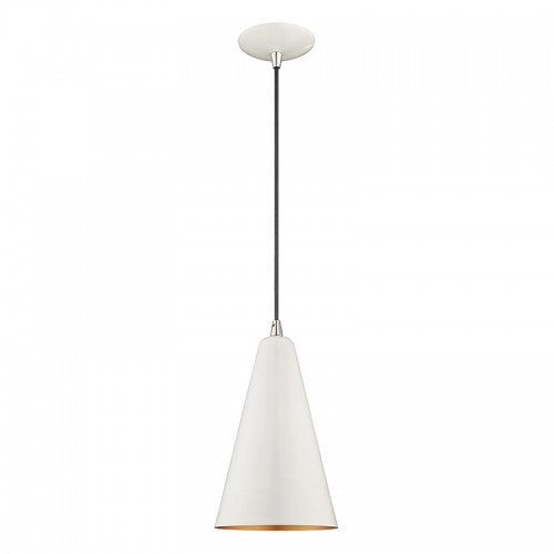 1 Light Shiny White Single Pendant Livex