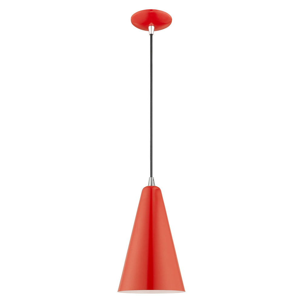 1 Light Shiny Red Single Pendant Livex