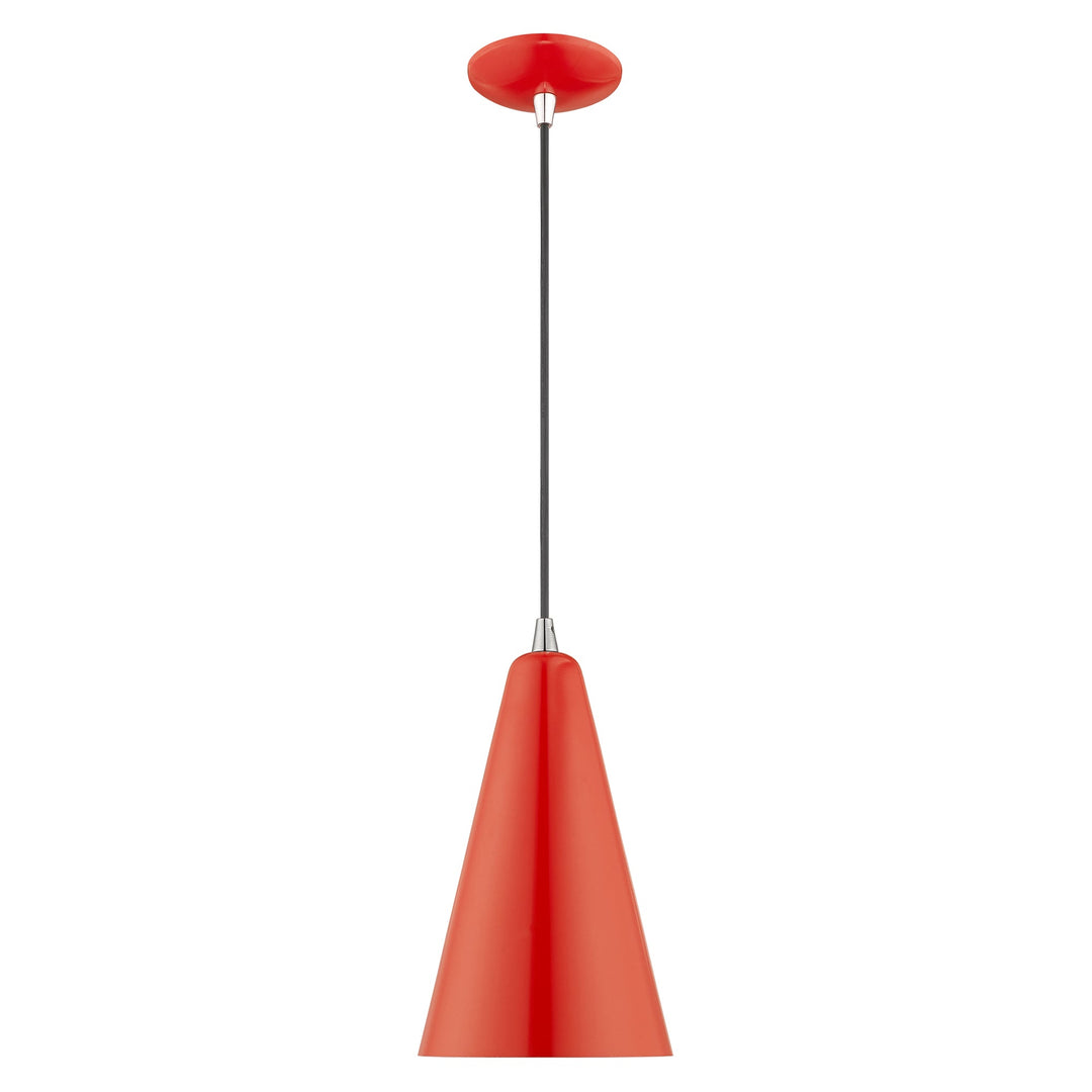 1 Light Shiny Red Single Pendant Livex