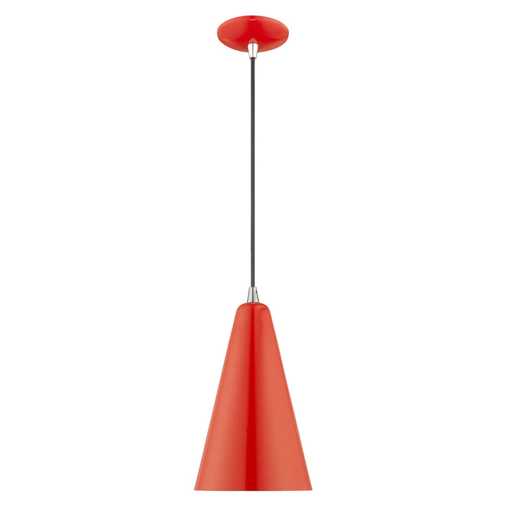 1 Light Shiny Red Single Pendant Livex