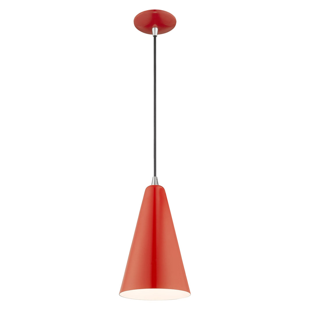 1 Light Shiny Red Single Pendant Livex