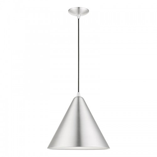 1 Light Brushed Aluminum with Polished Chrome Accents Pendant Livex