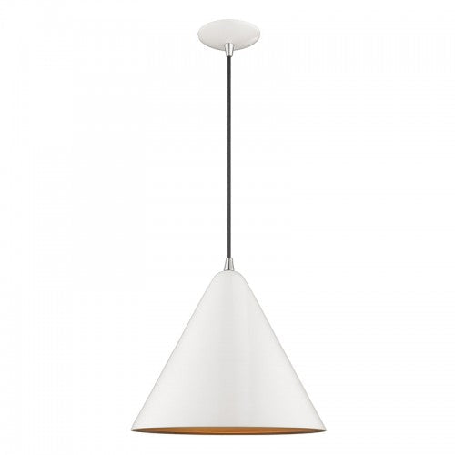 1 Light Shiny White Single Pendant Livex