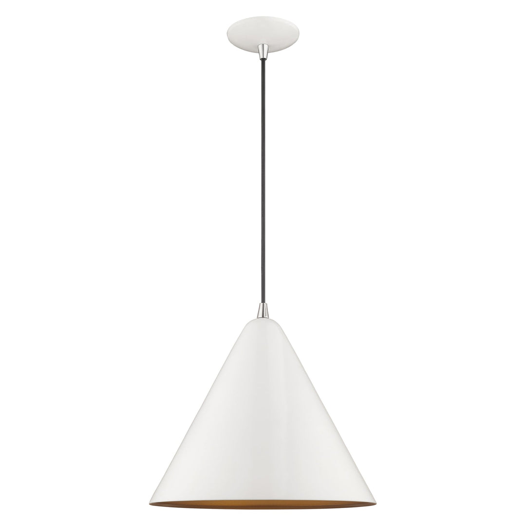 1 Light Shiny White Single Pendant Livex