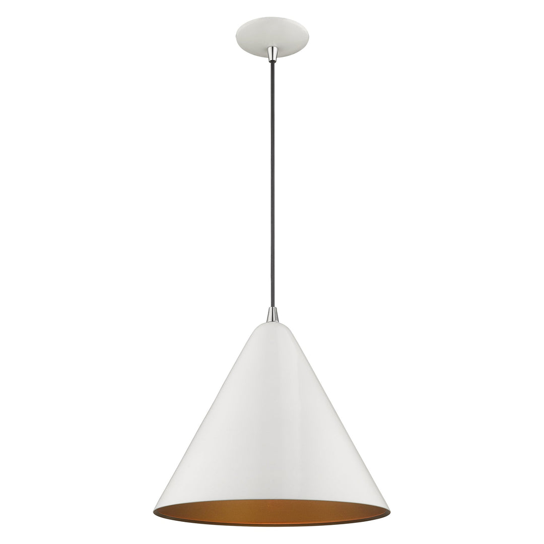 1 Light Shiny White Single Pendant Livex