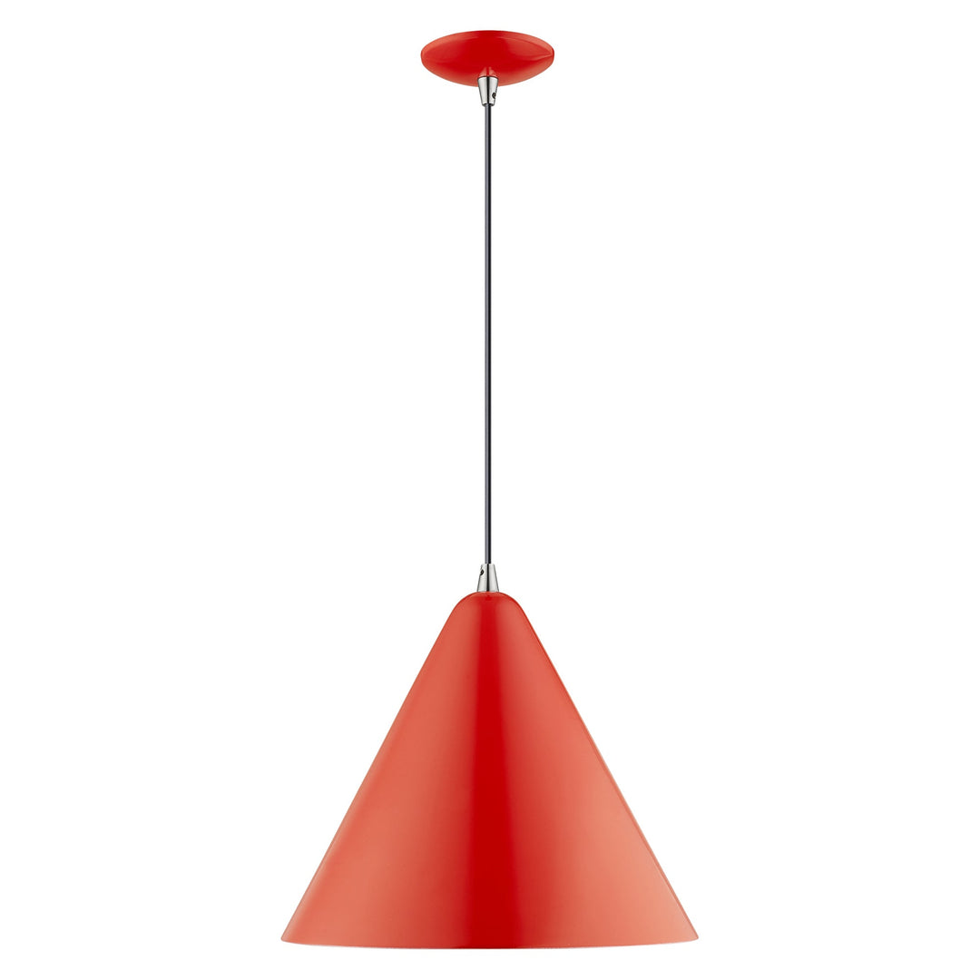 1 Light Shiny Red Single Pendant Livex