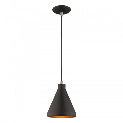 1 Light Black Single Pendant Livex